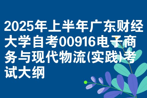 2025年上半年廣東財經(jīng)大學(xué)自考00916電子商務(wù)與現(xiàn)代物流(實踐)考試大綱