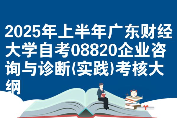 2025年上半年广东财经大学自考08820企业咨询与诊断(实践)考核大纲