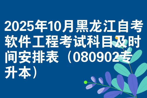 2025年10月黑龙江自考软件工程考试科目及时间安排表（080902专升本）