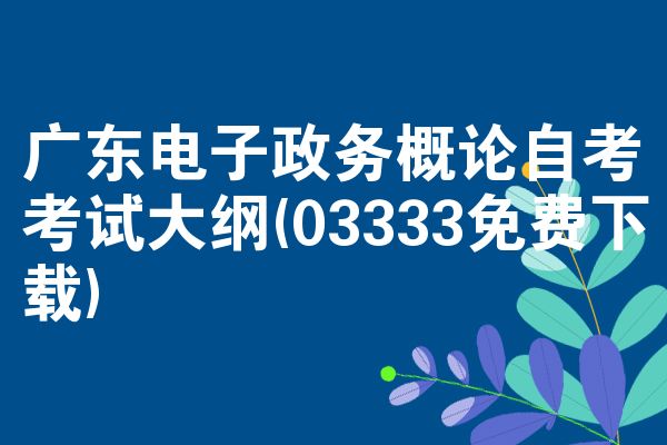 广东电子政务概论自考考试大纲(03333免费下载)