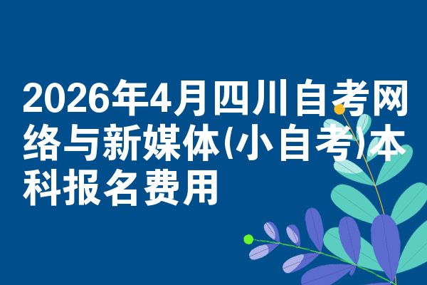 2026年4月四川自考网络与新媒体(小自考)本科报名费用