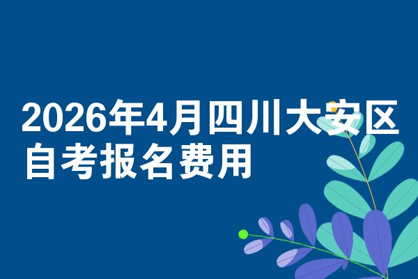 2026年4月四川大安区自考报名费用