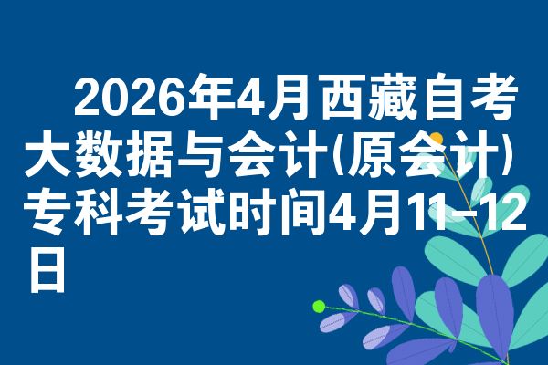 ​2026年4月西藏自考大数据与会计(原会计)专科考试时间4月11-12日