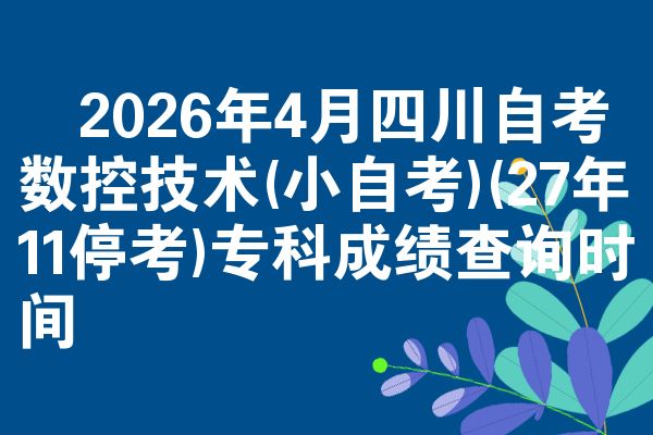 2026年4月四川自考数控技术(小自考)(27年11停考)专科成绩查询时间