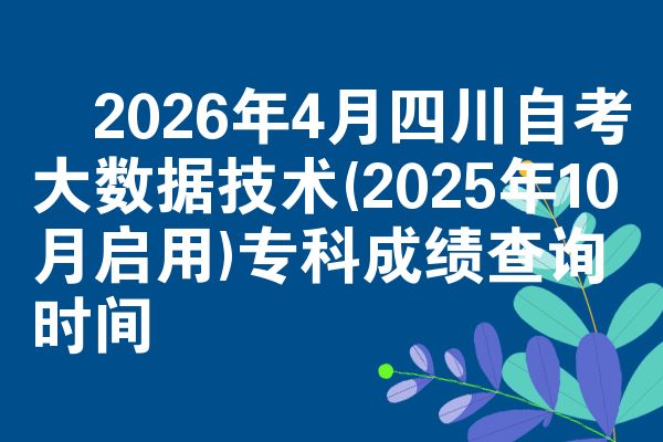 ​2026年4月四川自考大数据技术(2025年10月启用)专科成绩查询时间