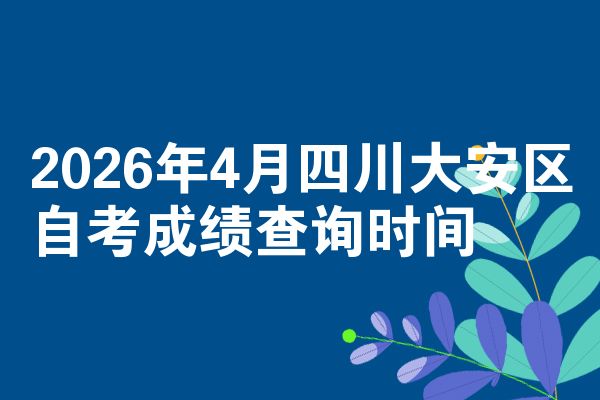 2026年4月四川大安区自考成绩查询时间