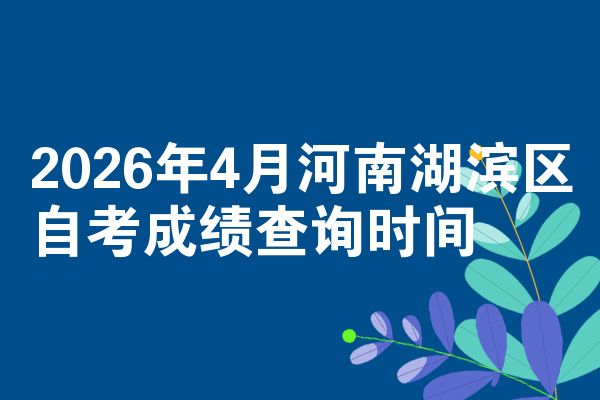 2026年4月河南湖滨区自考成绩查询时间