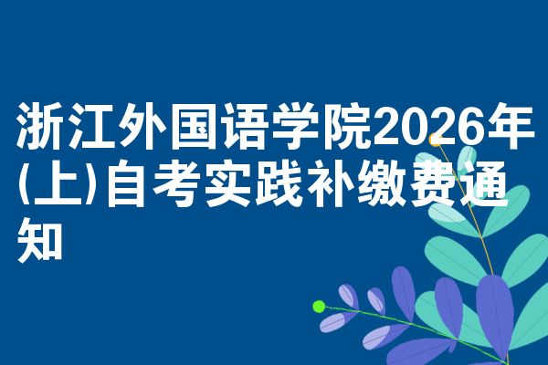 浙江外国语学院2026年(上)自考实践补缴费通知