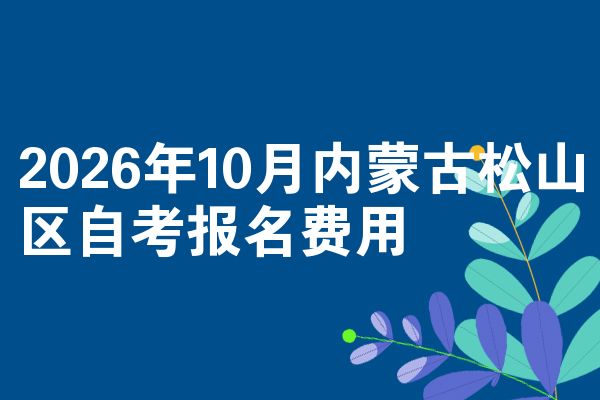 2026年10月内蒙古松山区自考报名费用