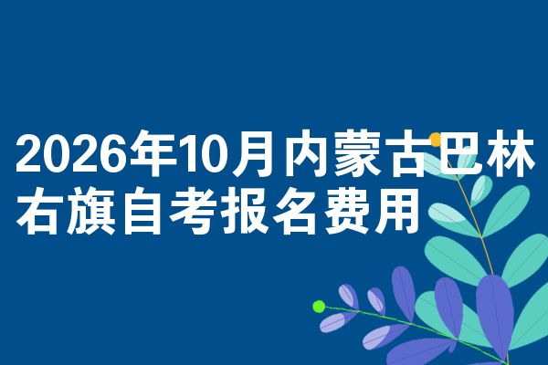 2026年10月内蒙古巴林右旗自考报名费用