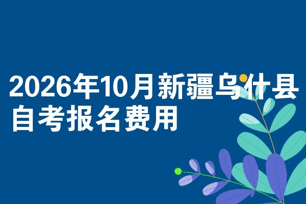 2026年10月新疆乌什县自考报名费用