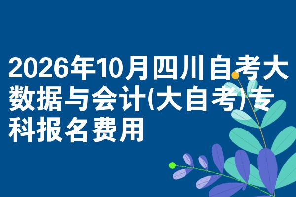 2026年10月四川自考大数据与会计(大自考)专科报名费用