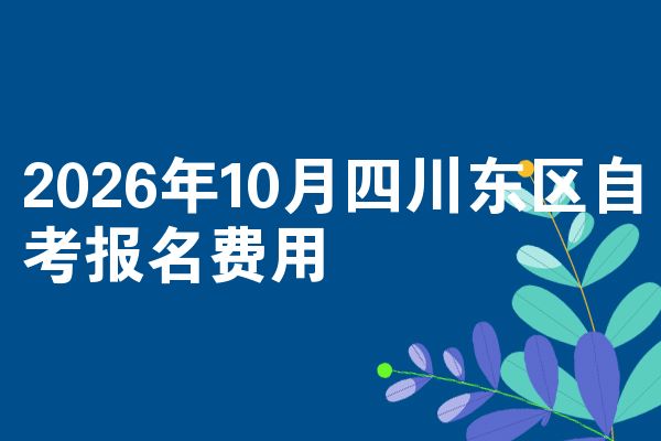 2026年10月四川东区自考报名费用