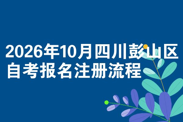 2026年10月四川彭山区自考报名注册流程