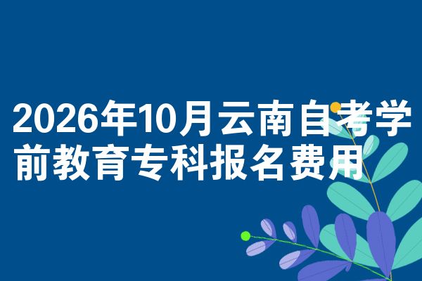 2026年10月云南自考学前教育专科报名费用