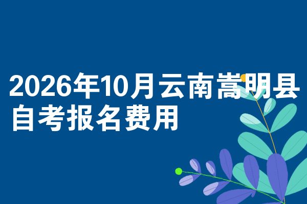 2026年10月云南嵩明县自考报名费用