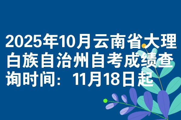 2025年10月云南省大理白族自治州自考成绩查询时间:11月18日起