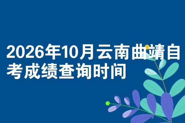 2026年10月云南曲靖自考成绩查询时间