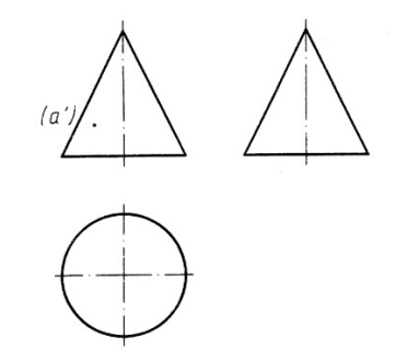 【点线面作图题】（保留做图线）<br />求作圆锥体上A点的水平投影和侧面投影。