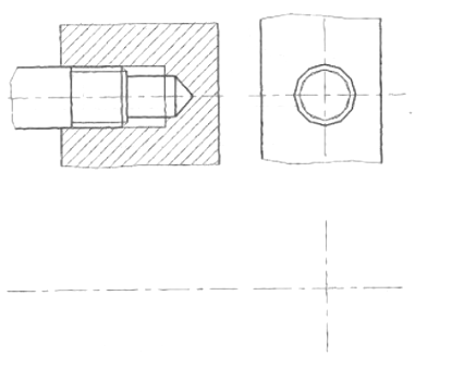 标准件和常用件作图题(本大题共8分)<br />请在答题卡上作答。<br />指出下列螺纹画法中的错误，并将正确的画在指定位置。