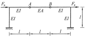 图示对称结构，AB杆件的轴力等于