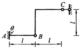 图示结构支座A转动θ角时，C点的竖向位移(向下为正)等于