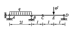 图示结构，BC杆B端藏面弯矩Mpc (下侧受拉为正)等于（）