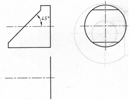 【截交线作图题】求作圆柱被平面截切后的水平投影。