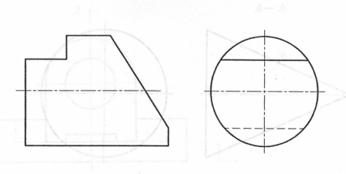 【截交线作图题】作出圆柱被平面截切后的水平投影。(保留 作图线)