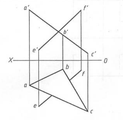 【点、线、面作图题】求直线EF与三角形平面ABC的交点K的两面投影，并判断可见性。