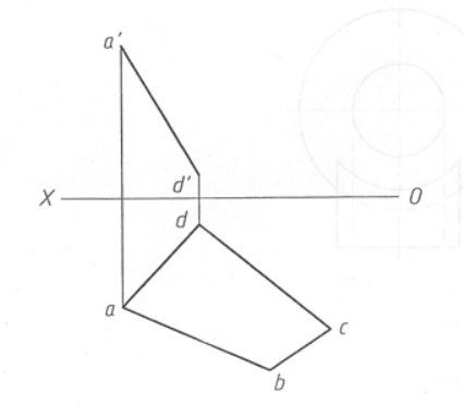 【点、线、面作图题】已知平面四边形ABCD的AB边是水平线，完成该四边形的正面投影。