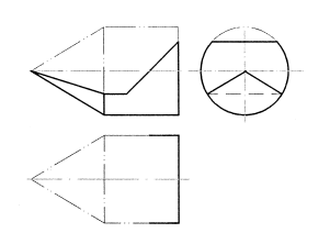 【截交线作图题】已知组合回转体的正面投影和侧面投影，完成水平投影。