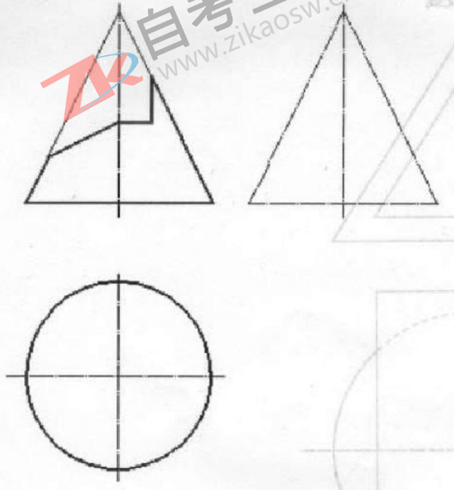 【截交线作图题】求圆锥被切断后的H.W面投影。