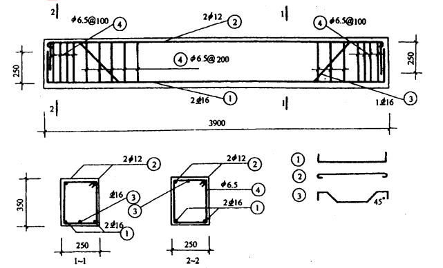 主观题计算题根据题35图计算现浇c20钢筋混凝土矩形梁的钢筋工程量