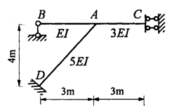 图示结构，用力矩分配法计算，分配系数μAD为( )