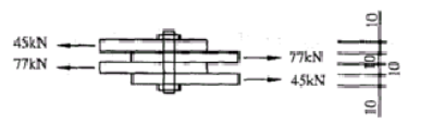 图示为粗制螺栓连接，螺栓和钢板均为Q235钢，连接板厚度如图示，则该连接中<br />承压板厚度为(  ) mm.