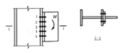 下阳所示奇矩M作用下的替通螺栓选接，可认为中和物在螺检（）上。