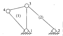 一结构由一个平面三角形单元(1)和一个平面桁架杆单元(2)组成，如图所示，则在未引入支撑条件前的总体刚度矩阵为【】