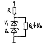 有两个稳压管V1和V2，其稳定电压分别为5．5V和3．5V，正向压降是0．5V，则uo=（ ）