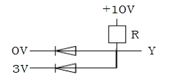 如图电路中，设二极管为硅管，正向压降为0.7V，则Y=(  )。