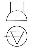 下图所示三棱柱与半球相贯，相贯线的空间形状是：