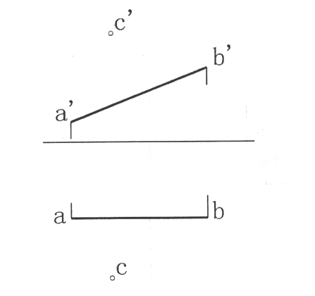 【点线面作图题】过C点作线段与AB垂直相交，并求出C点至AB的距离。