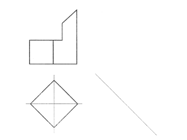 【立体作图题】作出带切口的四棱柱的三面投影图。(保留辅助线)