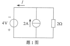 题1图所示的电路中，流过电压源的电流I为（ ）